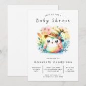 Happy Printable Owl Baby shower Kaart (Voorkant / Achterkant)