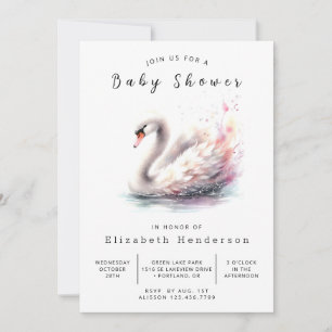 Happy Printable Swan Baby shower Kaart