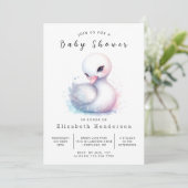 Happy Printable Swan Baby shower Kaart (Staand voorkant)
