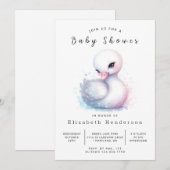 Happy Printable Swan Baby shower Kaart (Voorkant / Achterkant)