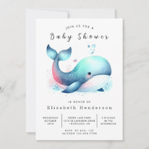 Happy Printable Whale Baby shower Kaart