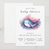 Happy Printable Whale Baby shower Kaart (Voorkant / Achterkant)