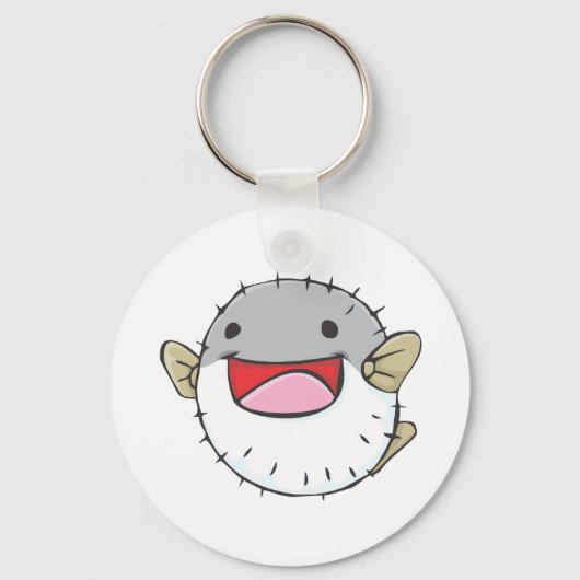 Happy Pufferfish Cartoon Sleutelhanger (Voorkant)
