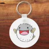 Happy Pufferfish Cartoon Sleutelhanger (Voorkant)