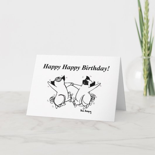 Happy Pug Dance Kaart (Voorkant)
