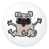 Happy Pug Keramische Knop (Voorkant)