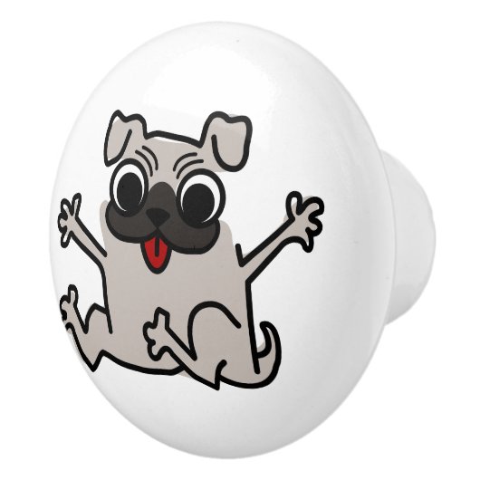 Happy Pug Keramische Knop (Rechts)