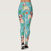 Happy Pug-kerstpatroon Leggings (Achterkant)