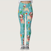 Happy Pug-kerstpatroon Leggings (Voorkant)