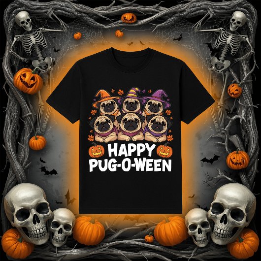 Happy Pug-O-Ween | Adorable Halloween Pug Dogs T-shirt