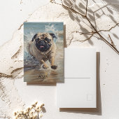 Happy Pug op het strand aanpasbaar Briefkaart