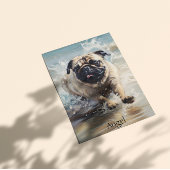 Happy Pug op het strand aanpasbaar Briefkaart