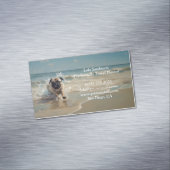Happy Pug op het strand aanpasbaar Magnetisch Visitekaartje (Voorbeeld)