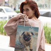 Happy Pug op het strand aanpasbaar Medium Cadeauzakje