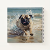 Happy Pug op het strand aanpasbaar Notitieboek (Achterkant)