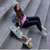 Happy Pug op het strand aanpasbaar Persoonlijk Skateboard