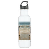 Happy Pug op het strand aanpasbaar Waterfles (Voorkant)