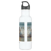 Happy Pug op het strand aanpasbaar Waterfles (Achterkant)