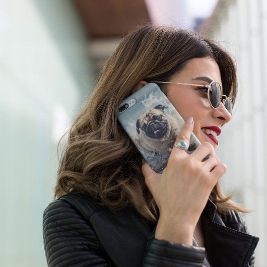 Happy Pug op het strand Case-Mate iPhone Case