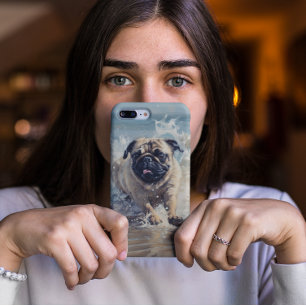 Happy Pug op het strand Case-Mate iPhone Case