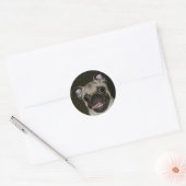Happy Pug Ronde Sticker (Envelop)