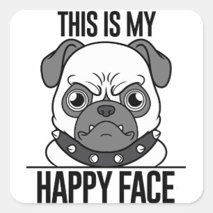 Happy Pug-sticker voor Hondenliefhebbers Vierkante Sticker