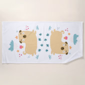 Happy Puggy Beach Towel Strandlaken (Voorkant)