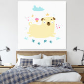 Happy Puggy Canvas afdrukken (Insitu (Slaapkamer))