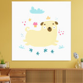 Happy Puggy Canvas afdrukken (Insitu (Woonkamer))