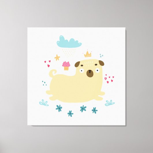 Happy Puggy Canvas afdrukken (Voorkant)
