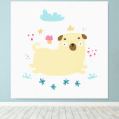 Happy Puggy Canvas afdrukken (Insitu (Houten vloer))