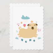 Happy Puggy Flat Wenskaart Kaart (Voorkant / Achterkant)