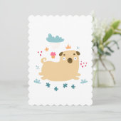 Happy Puggy Flat Wenskaart Kaart (Staand voorkant)
