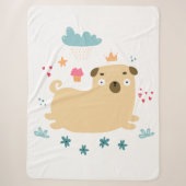 Happy Puggy Sherpa Blanket Deken (Voorkant)