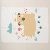 Happy Puggy Sherpa Blanket Deken (Voorkant (horizontaal))