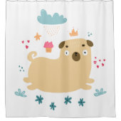 Happy Puggy Shower Curtain Douchegordijn (Voorkant)