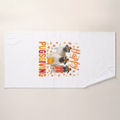 Happy Pugsgiving Cute Thanksgiving Pug Dog Week P Badhanddoek (Badhanddoek)