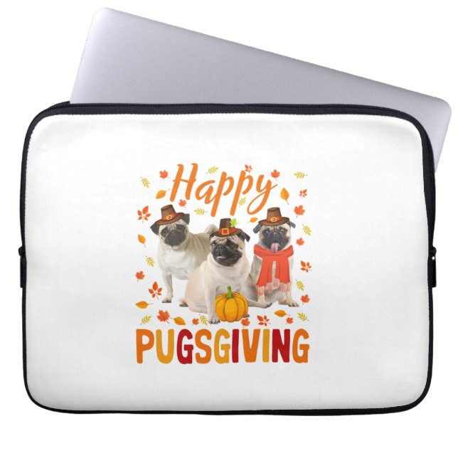Happy Pugsgiving Cute Thanksgiving Pug Dog Week P Laptop Sleeve (Voorkant)
