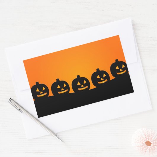 Happy Pumpkin Face Rechthoek Stickers (Envelop)