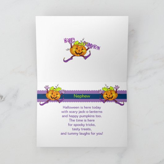 Happy Pumpkin Happy Halloween Nephew Kaart (Binnen)