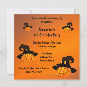 Happy Pumpkin in heks Pet 4e verjaardag Kaart (Achterkant)