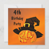 Happy Pumpkin in heks Pet 4e verjaardag Kaart (Voorkant)
