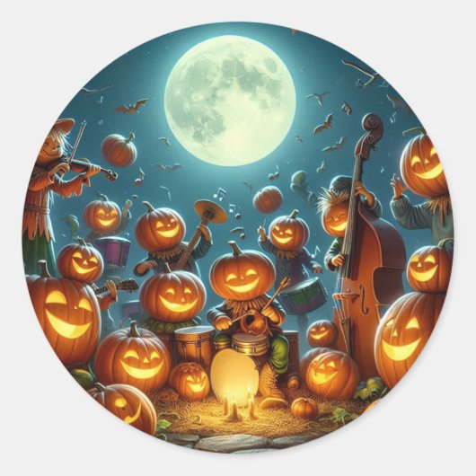 Happy Pumpkin Party Ronde Sticker (Voorkant)