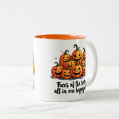 Happy Pumpkin Patch Faces Tweekleurige Koffiemok (Voorkant rechts)