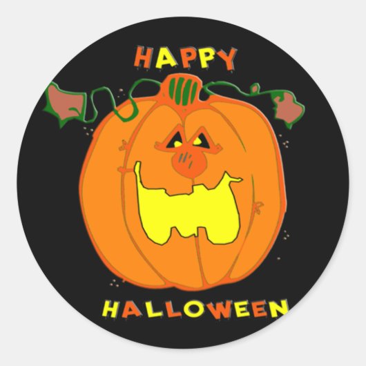Happy Pumpkin Ronde Sticker (Voorkant)