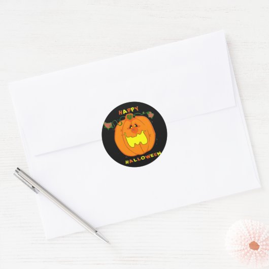 Happy Pumpkin Ronde Sticker (Envelop)