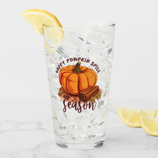 Happy Pumpkin Spice Season - Gezellige herfstvibes Glas (Voorkant ijs)
