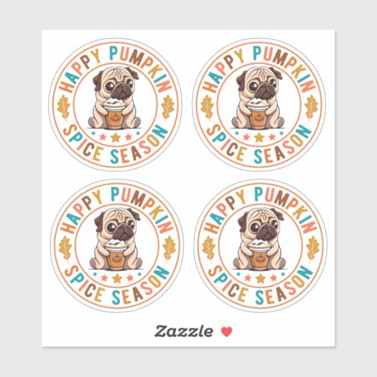 Happy Pumpkin Spice Season Pug Sticker (Vel)