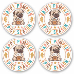 Happy Pumpkin Spice Season Pug Sticker