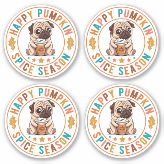 Happy Pumpkin Spice Season Pug Sticker (Voorkant)